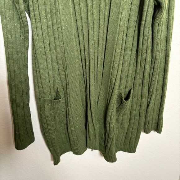 Kim Rogers Sweater Women's Petite Large Green Ribbed Open Pocket Casual NWT - Picture 4 of 9